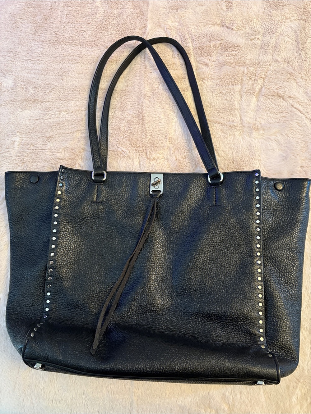 Rebecca Minkoff Black Pebbled Leather Studded Tote